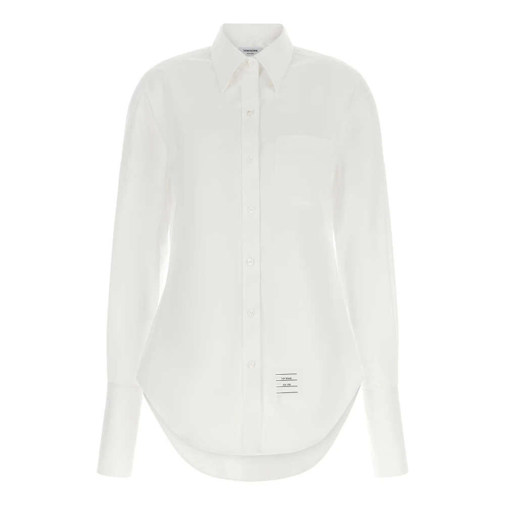 Thom Browne Women's White Shirts, L, Button-Down Cotton Shirt