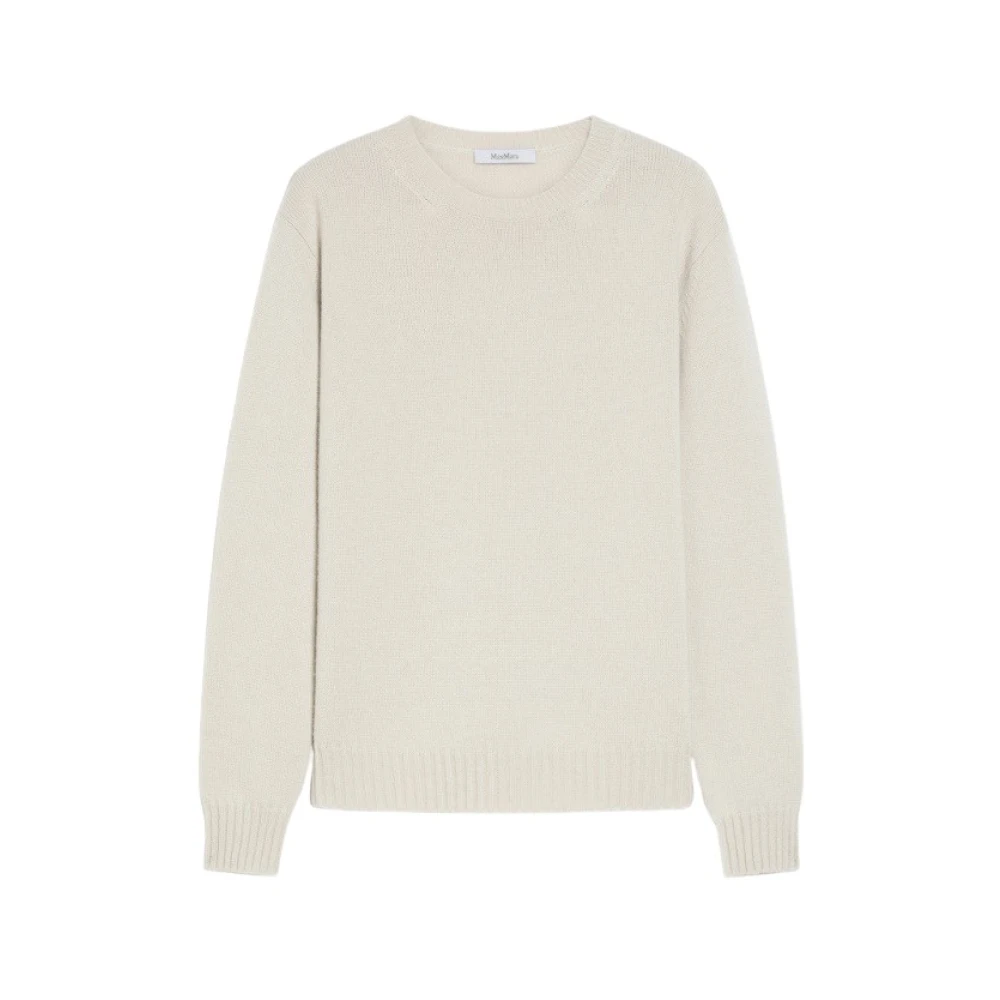 Max Mara Luxe Cashmere Crewneck Sweater White Dames