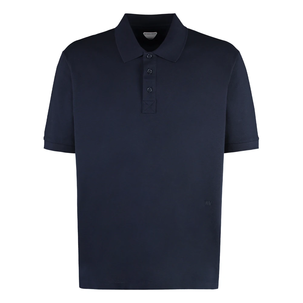 Bottega Veneta Katoenen Piqué Polo Shirt Blue Heren