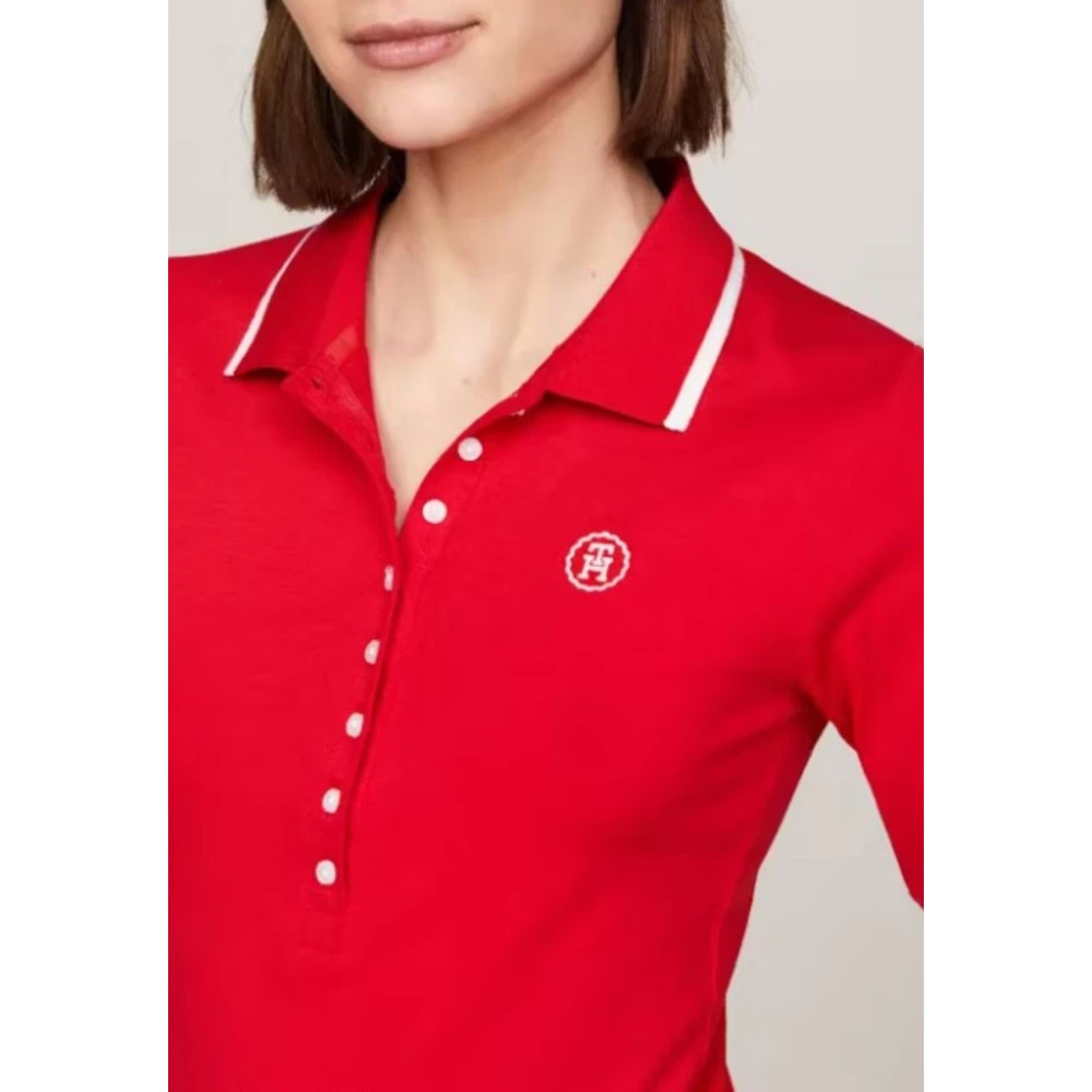 Tommy Hilfiger Dames Slim Tipping Lyocell Polo Red Dames