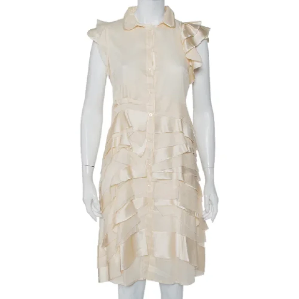 Prada Vintage Pre-owned Silk dresses Beige Dames