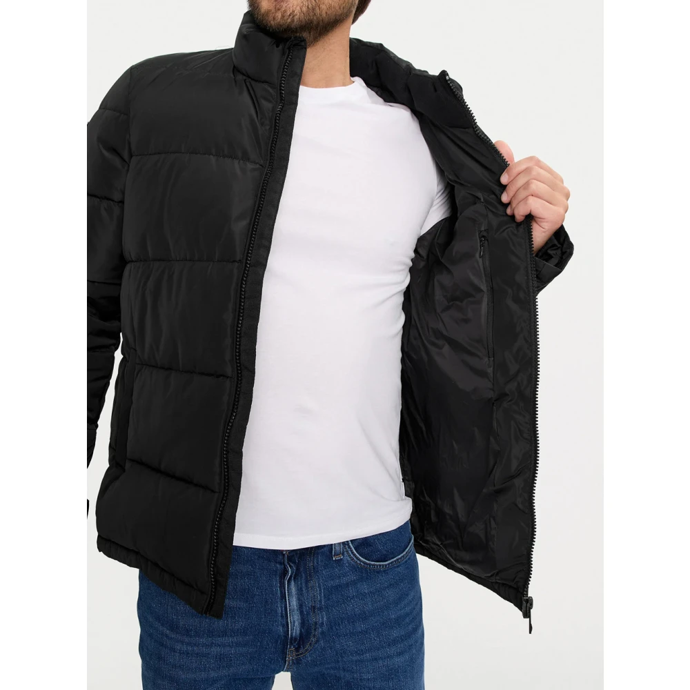 Richmond Gewatteerde Winterjas met Hoge Kraag Black Heren