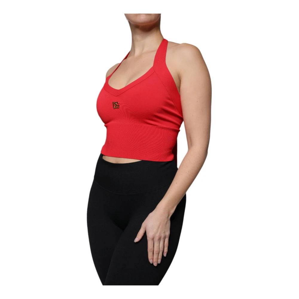 Dolce & Gabbana Rode Halter Crop Tank Top Red Dames