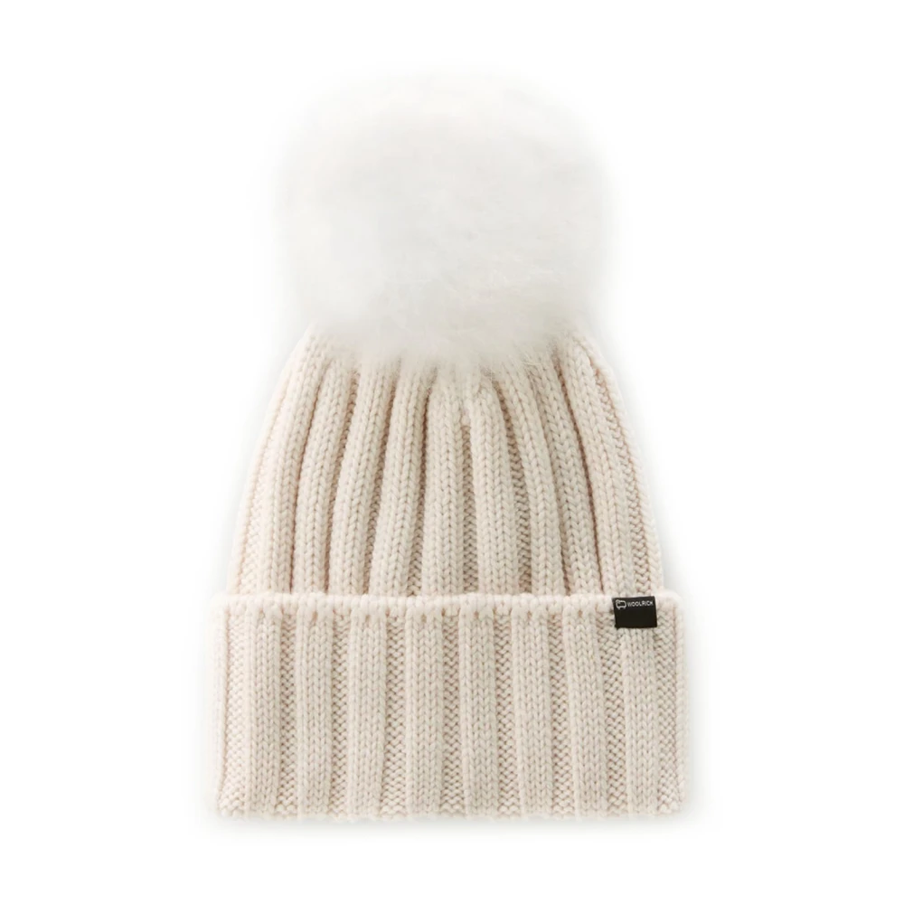 Woolrich Afneembare Pom Hoed White Dames