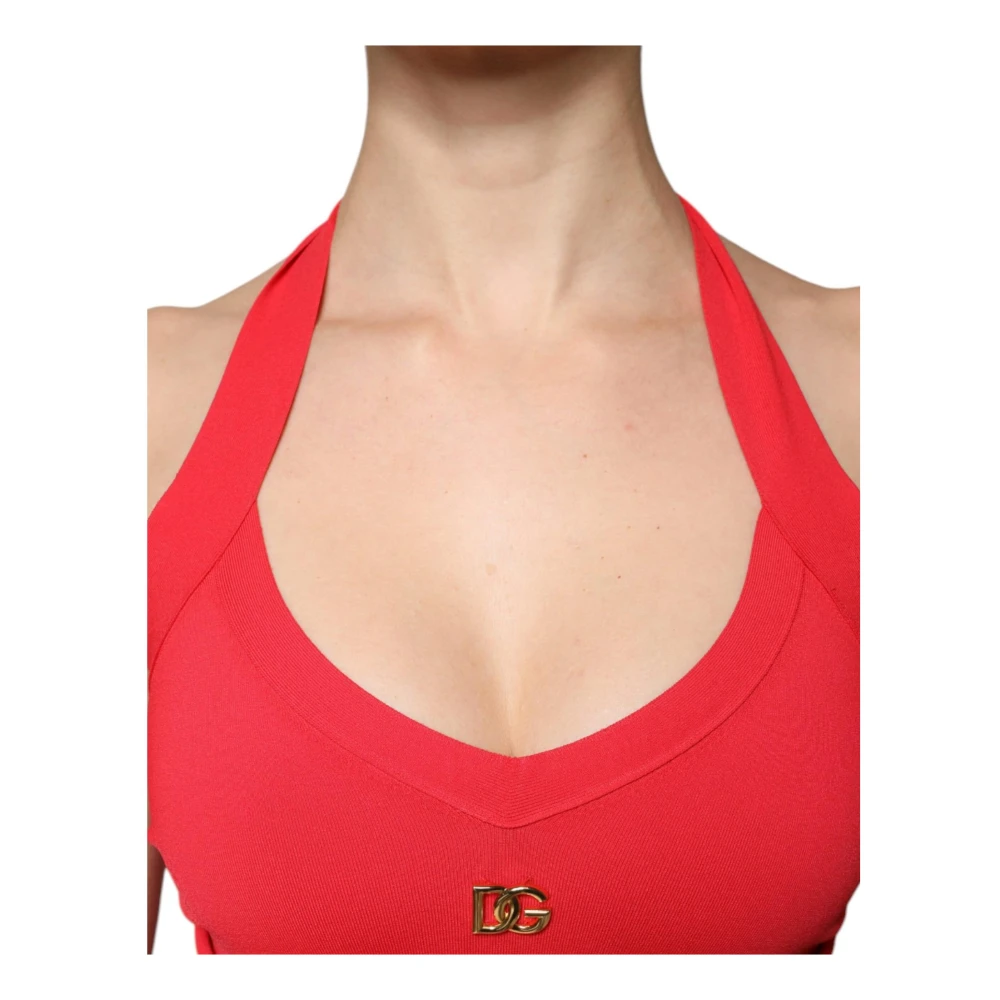 Dolce & Gabbana Rode Halter Crop Tank Top Red Dames
