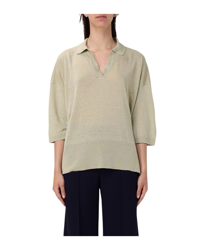 polo-en-tricot-de-lin-vert