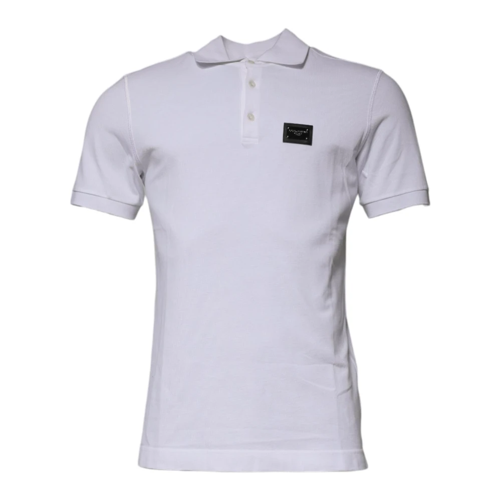Dolce & Gabbana Men's White Cotton Logo Polo T-Shirt