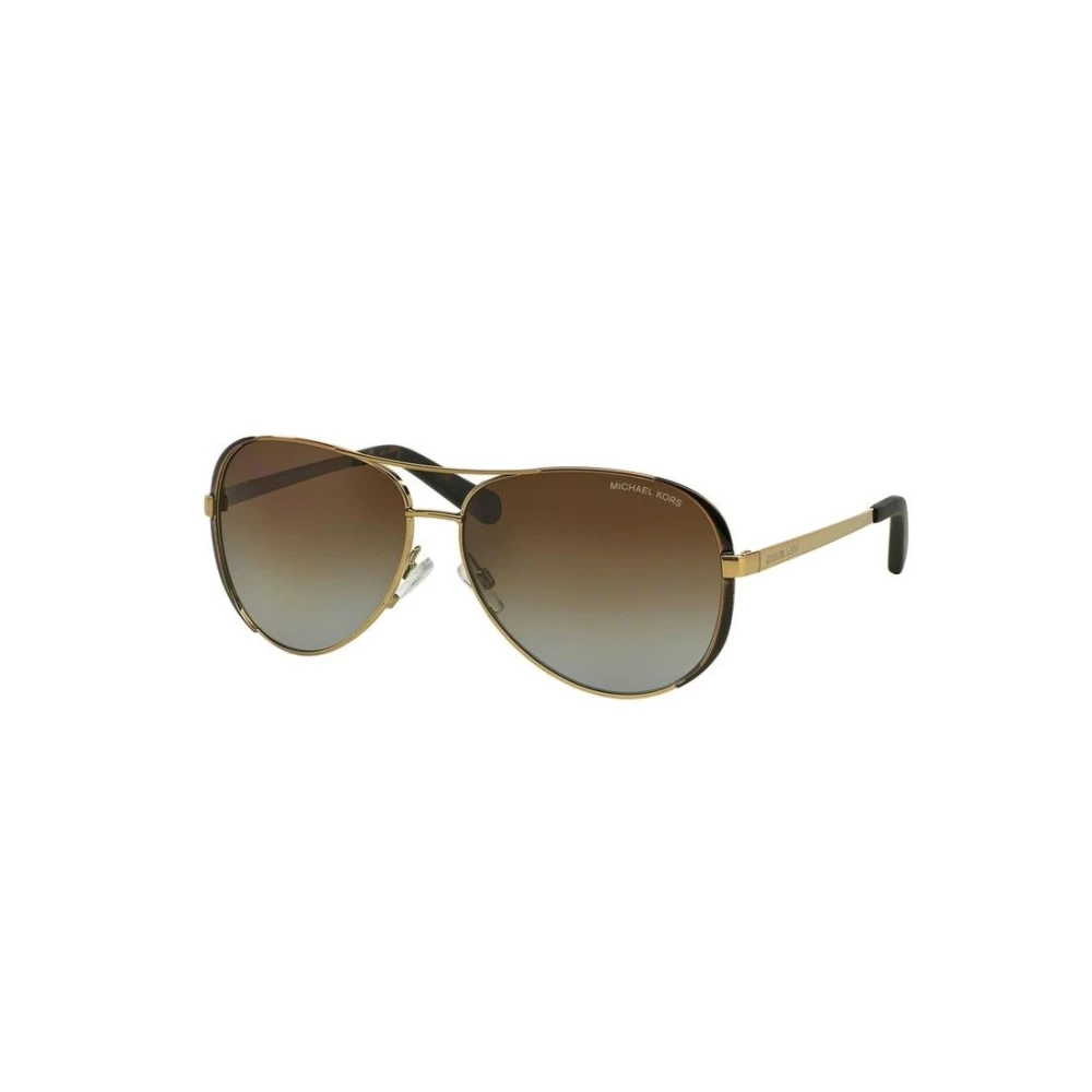 Michael Kors Women's Gold Aviator Dark Chocolate Brown Gradient Polarized Sunglasses - Image 6