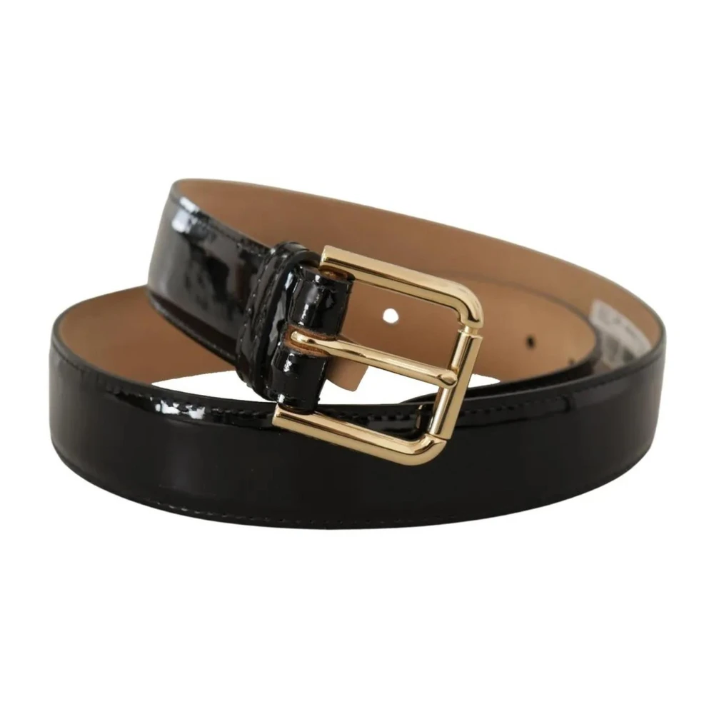 Dolce & Gabbana Women's Black Leather Logo Engraved Belt