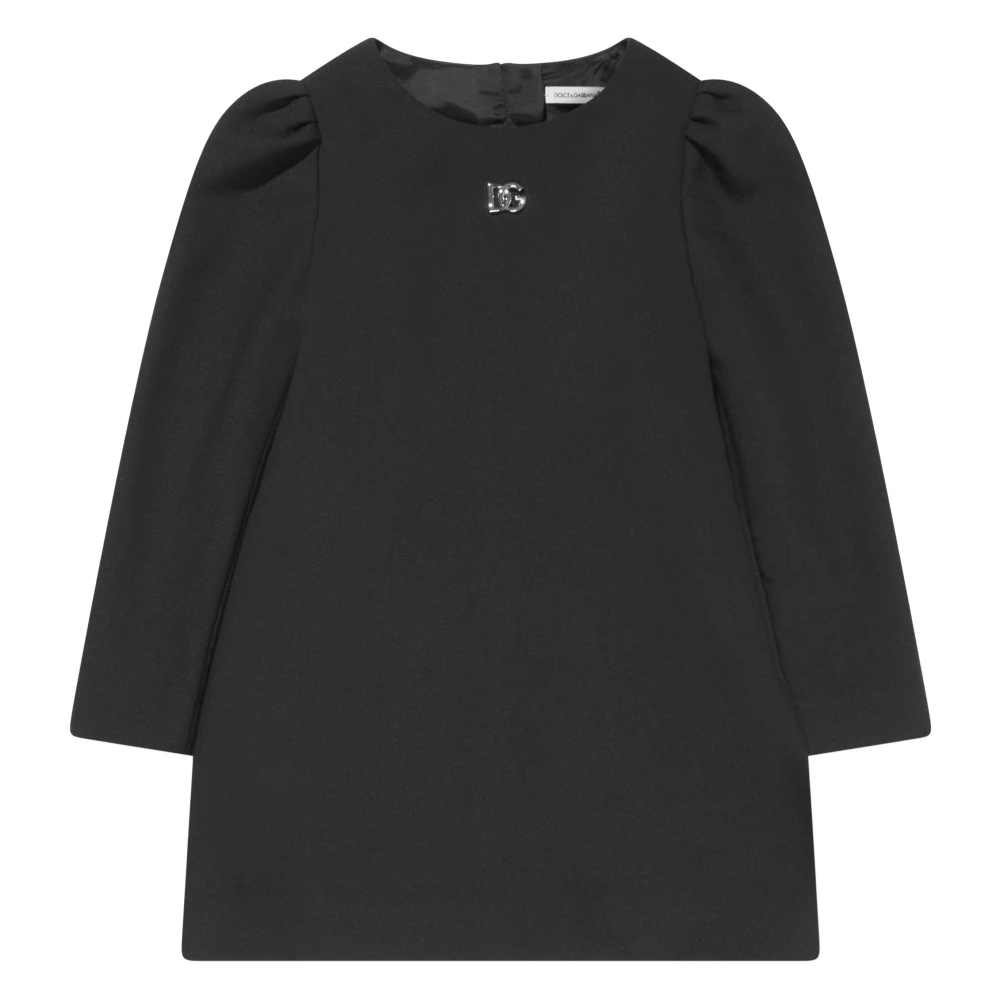 Dolce & Gabbana Black Dresses, Female, 10 Y, Girls Metal Logo Dress