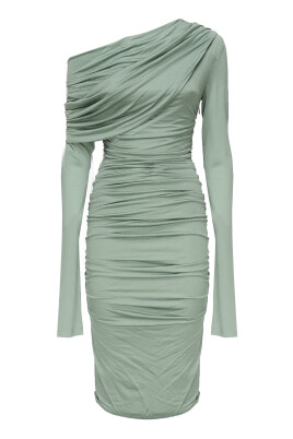 une-epaule-robe-asymetrique-vert-sauge