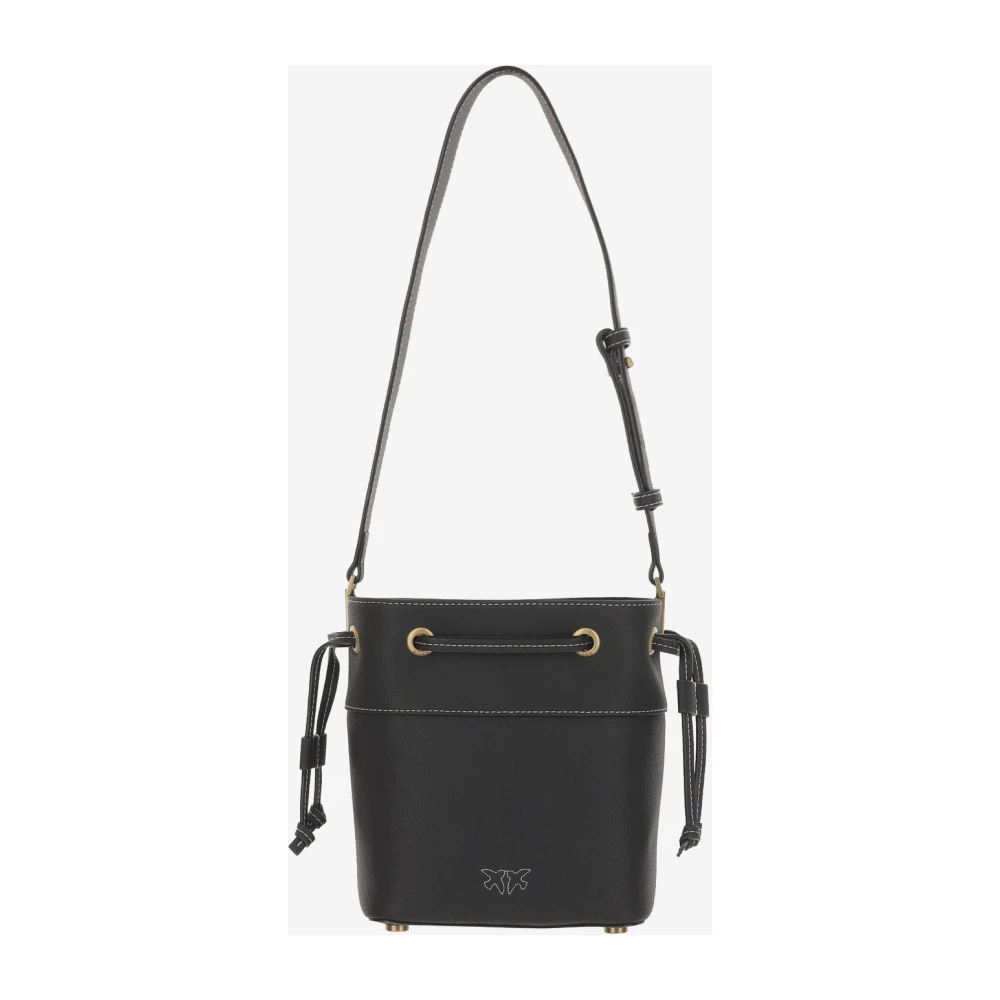 pinko Leren schoudertas met Love Birds Black Dames