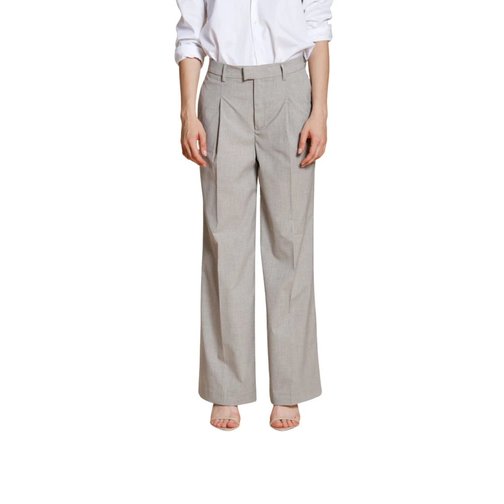 Mason's Vrouw Beige Broeken Dames, L, Polyester, New York Wide Sartoriale Chino Broek