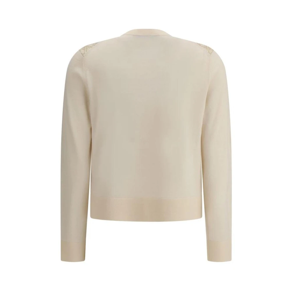 TORY BURCH Zijden en wollen Monogram Cardigan Beige Dames