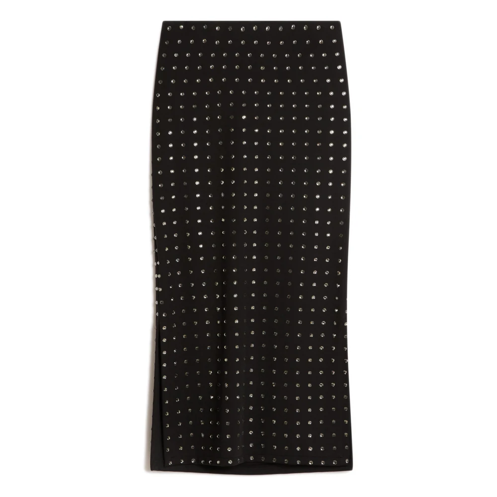 SPORTMAX Zwarte rok met strass en zijsplitten Black Dames