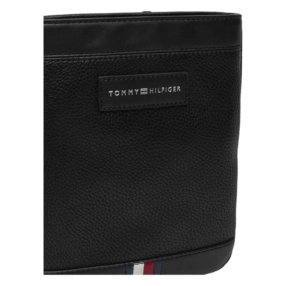 Tommy Hilfiger Zwarte Effen Rits Polyurethaan Tas Black Heren