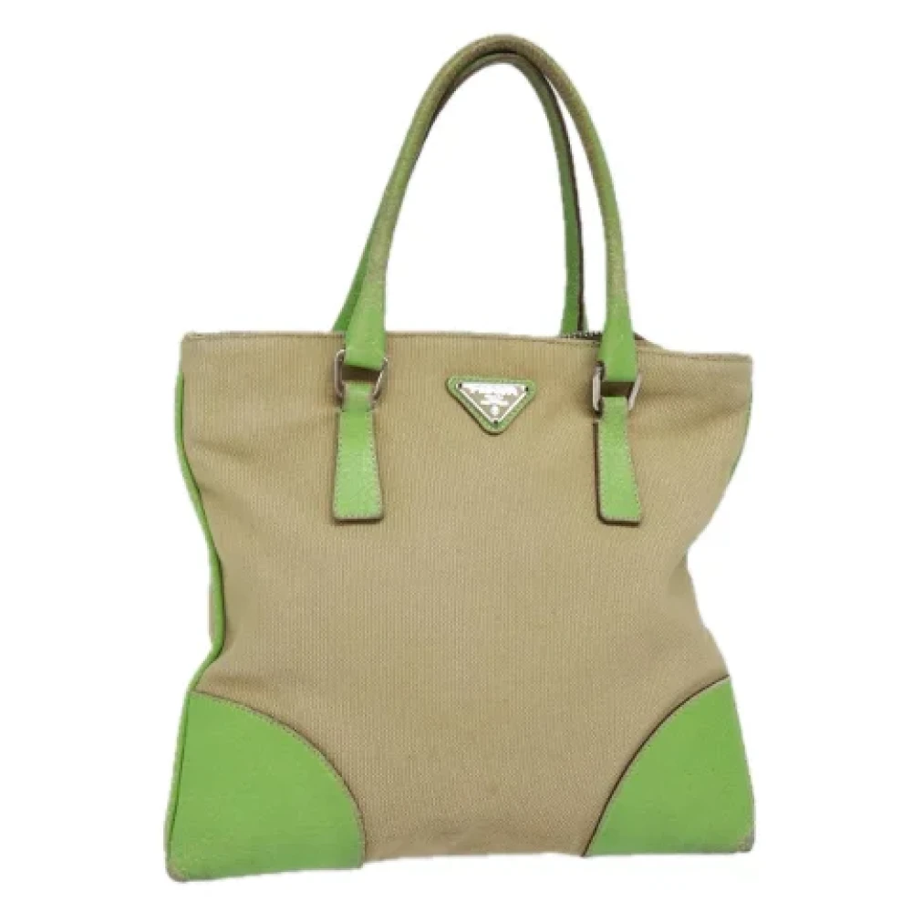 Prada Vintage Pre-owned Canvas handbags Beige Dames