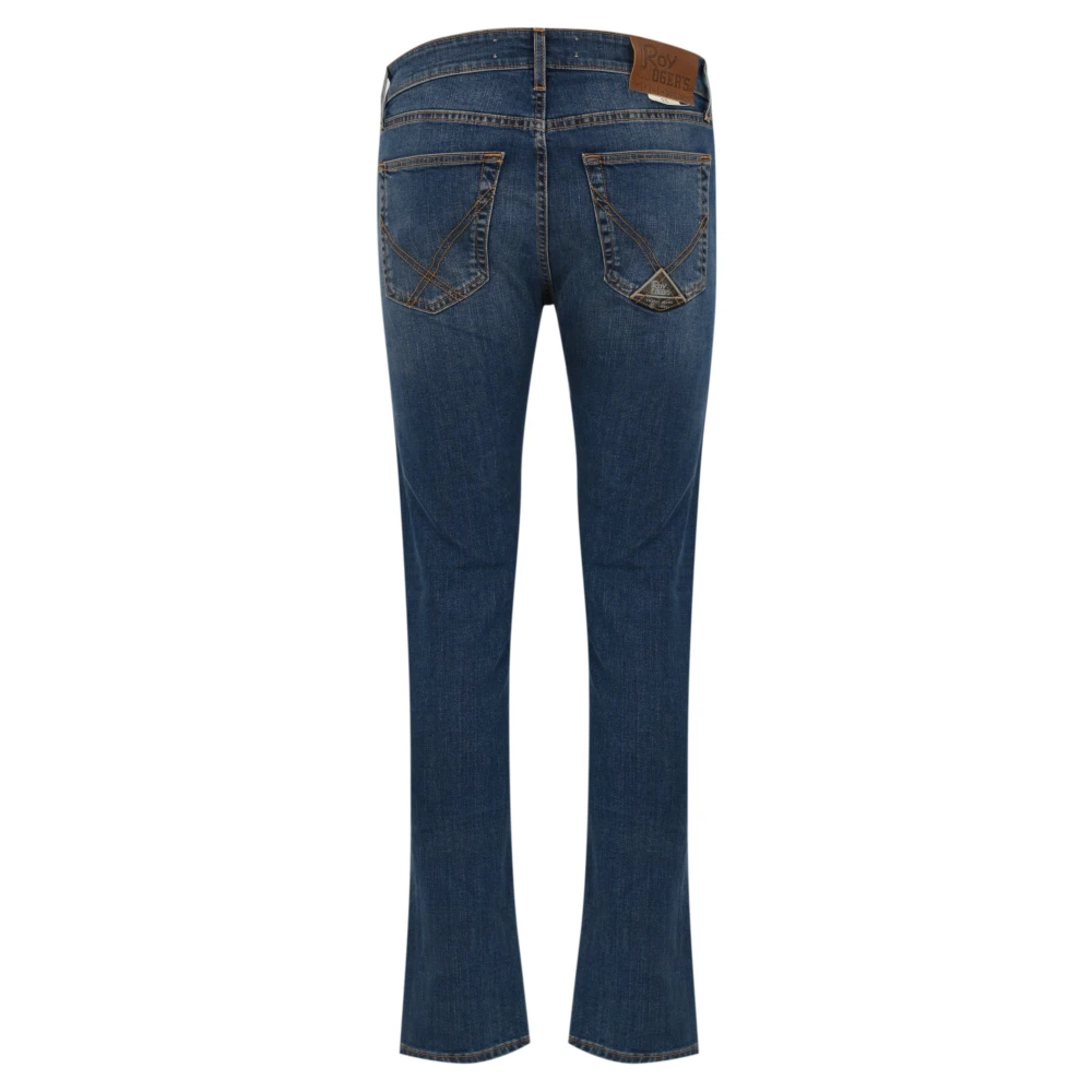 Roy Roger's Slim Denim Broek met Knoopsluiting Blue Heren