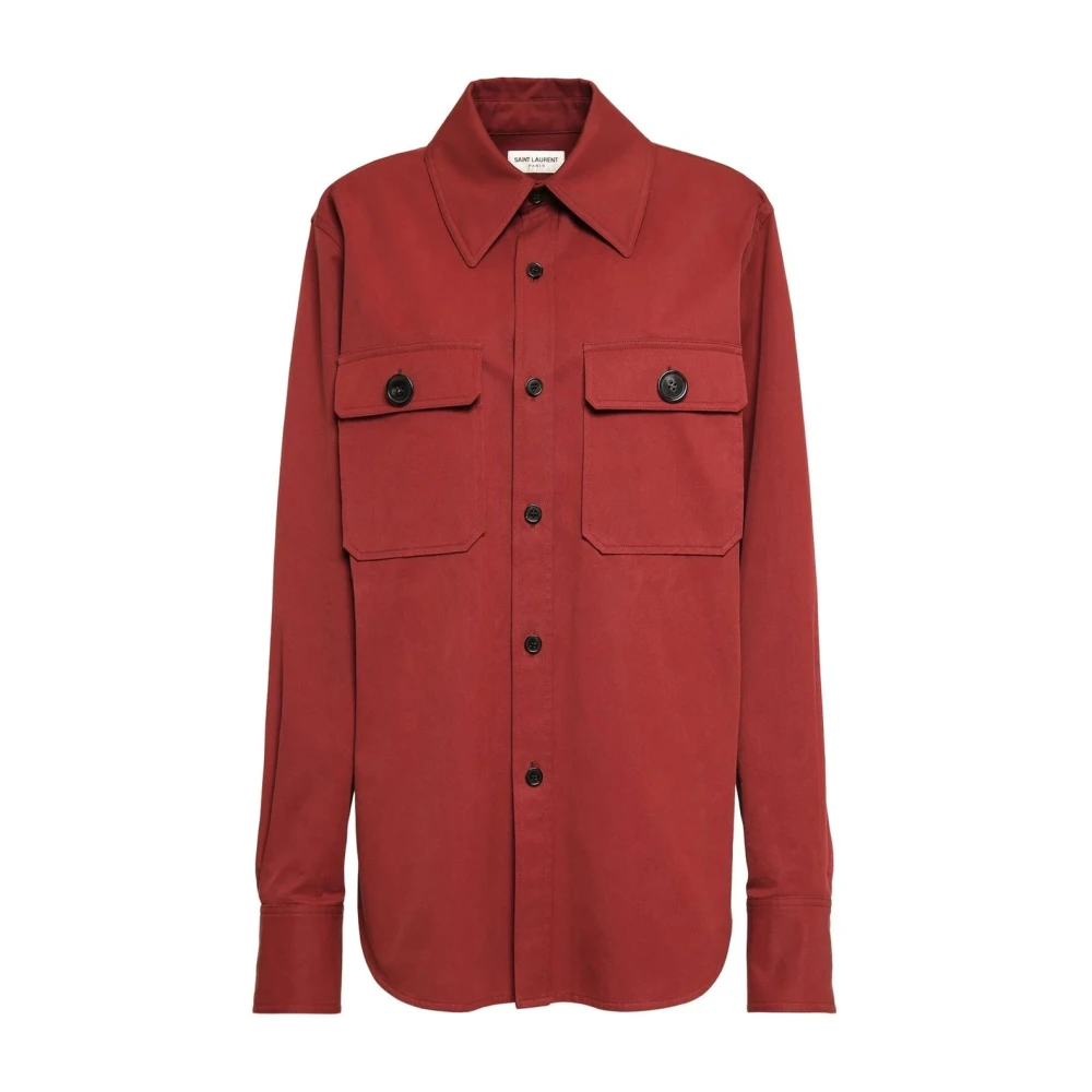 Saint Laurent Rode Katoenen Overhemd Elegant Stijlvol Red Dames