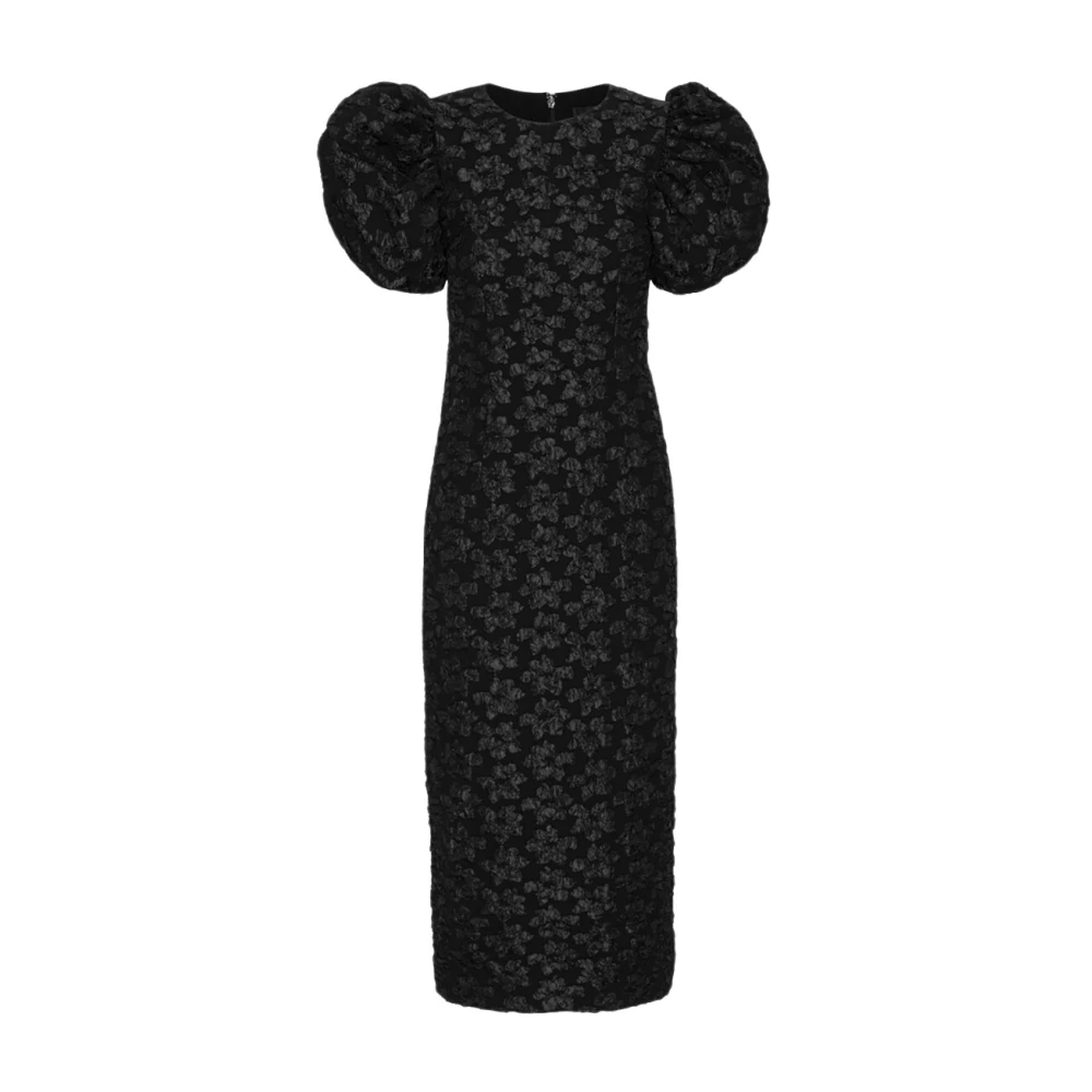 ROTATE Birger Christensen 3D Jacquard Midi Klänning Black, Dam