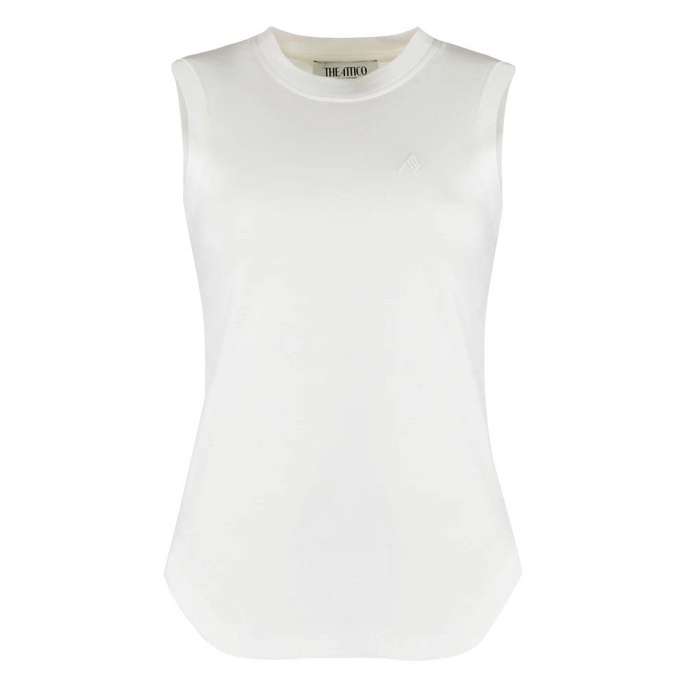 The Attico Geribbeld Katoenen Tanktop White Dames