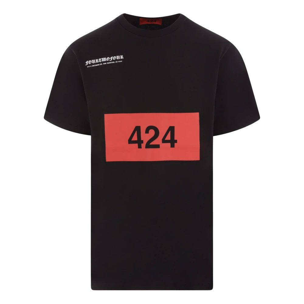 424 Zwart T-shirt met Box Logo Print Black Heren
