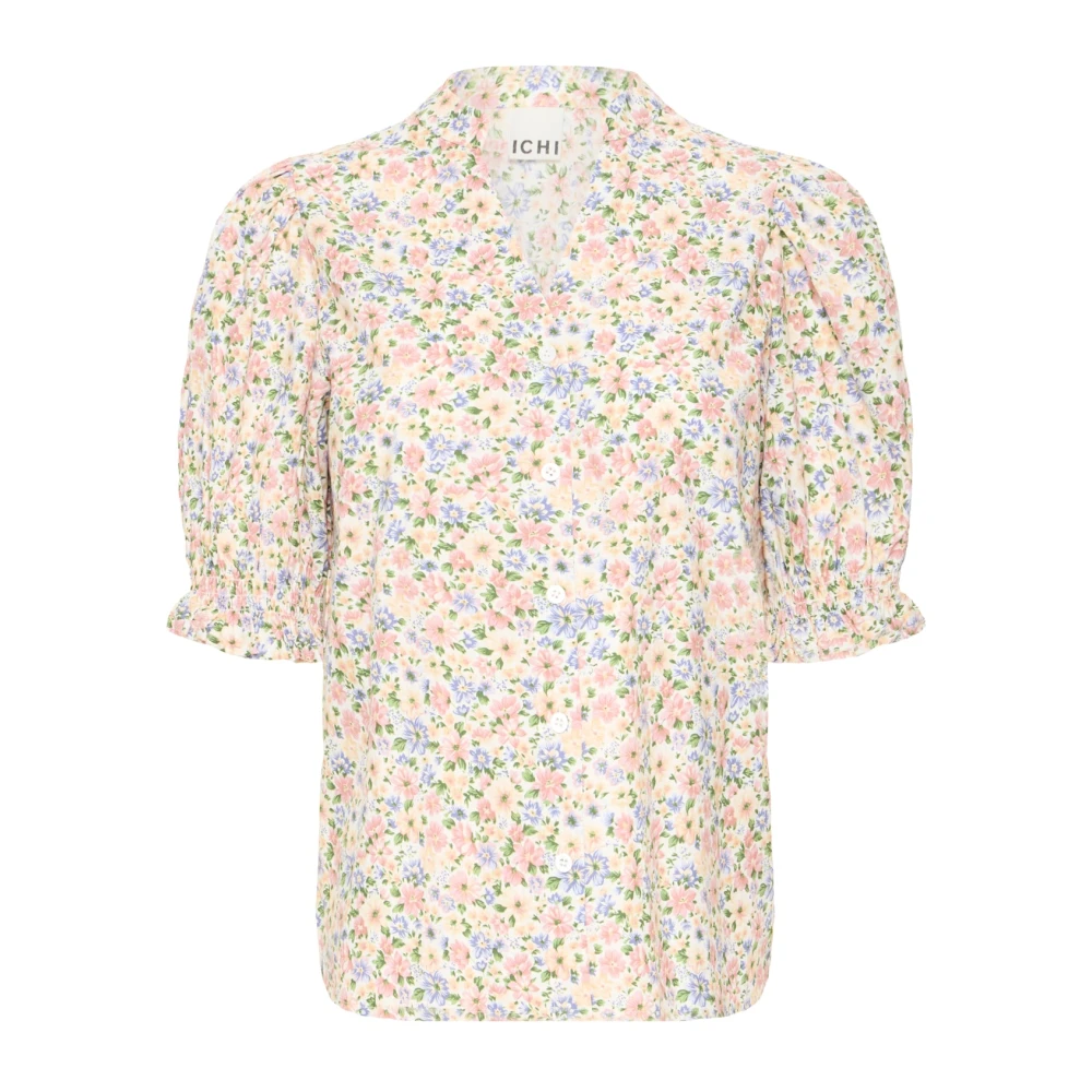Ichi Multicolor Blouses, Female, Xl, Floral Cloud Dancer Blouse