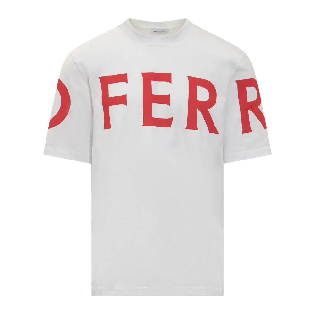 Salvatore Ferragamo Manifesto Logo T-shirt White Heren