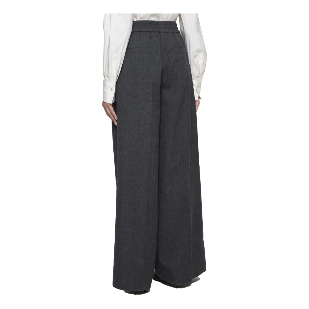 BRUNELLO CUCINELLI Donkergrijze Wol Elastische Taille Broek Gray Dames