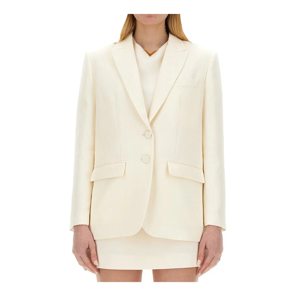 Valentino Witte Iconographe Zijde Wol Jas White Dames