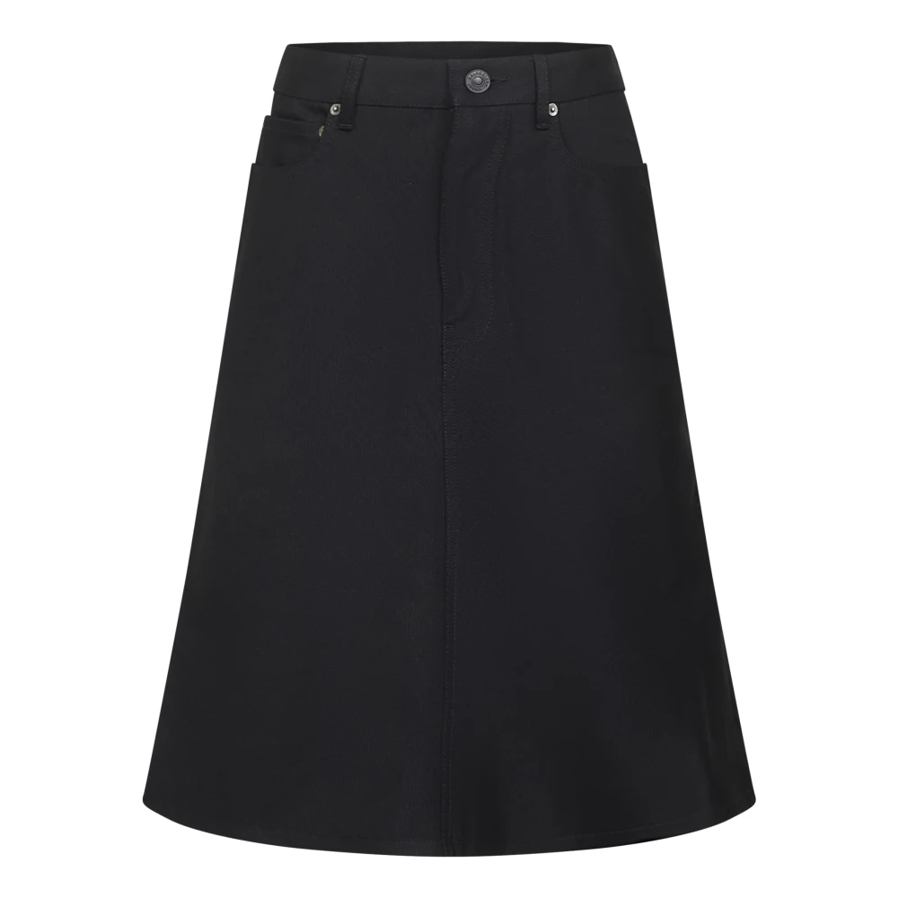 Balenciaga Kvinno Svart Kjolar Dam, Xs, Bomull, Godet Midi Kjol