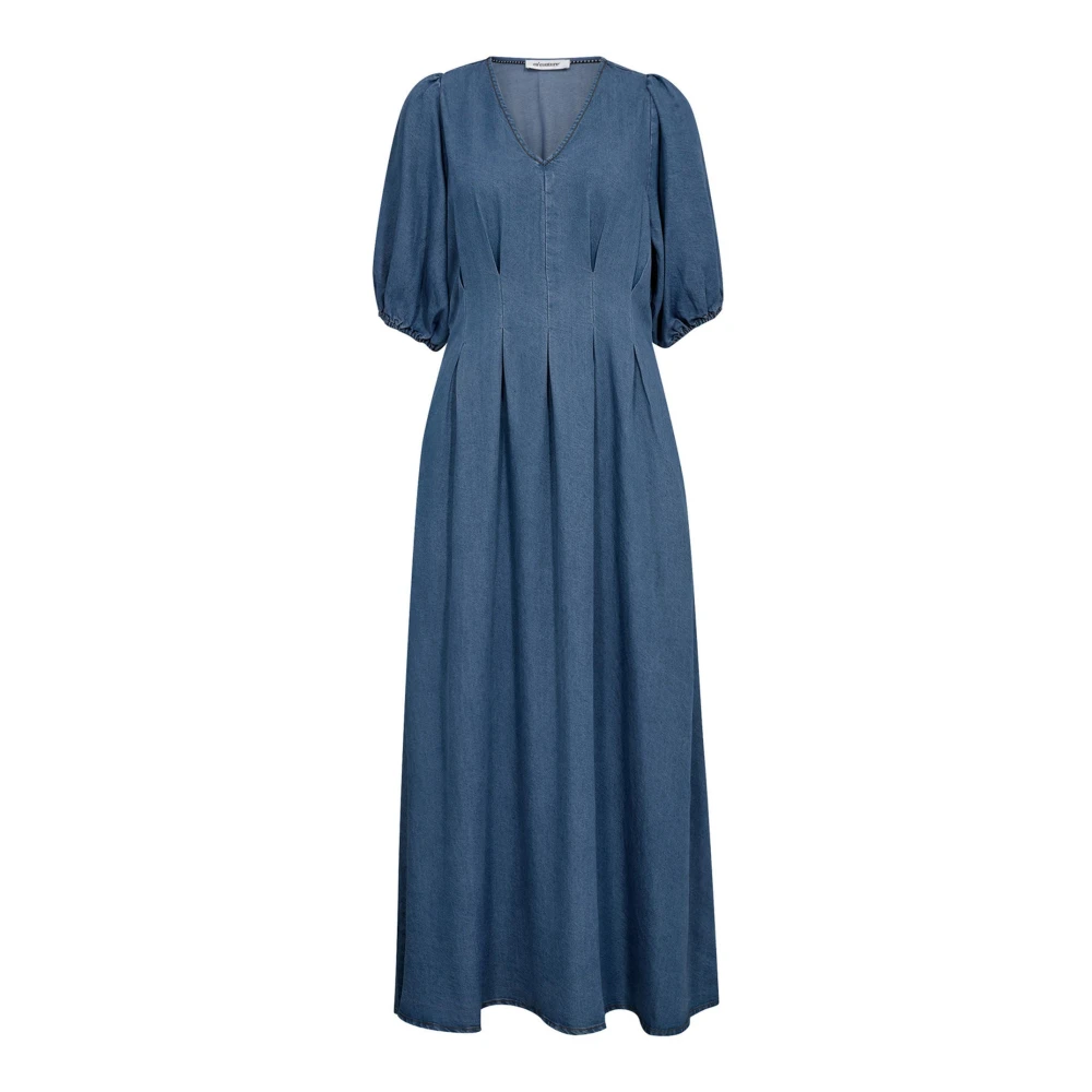 Co'couture Blue Denim Pleat Dress - Female - Maxi Dresses - L - Dresses
