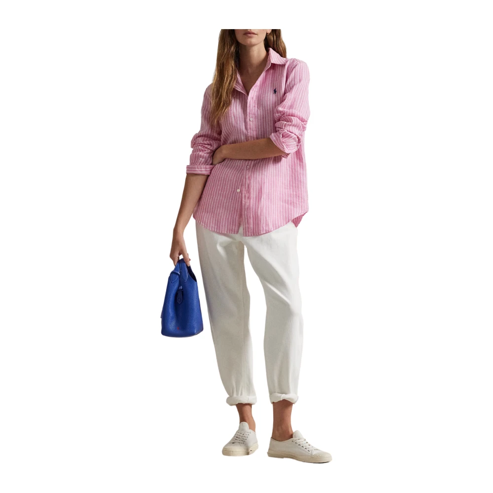 Polo Ralph Lauren Klassieke lange mouw knoop voorkant overhemd Pink Dames