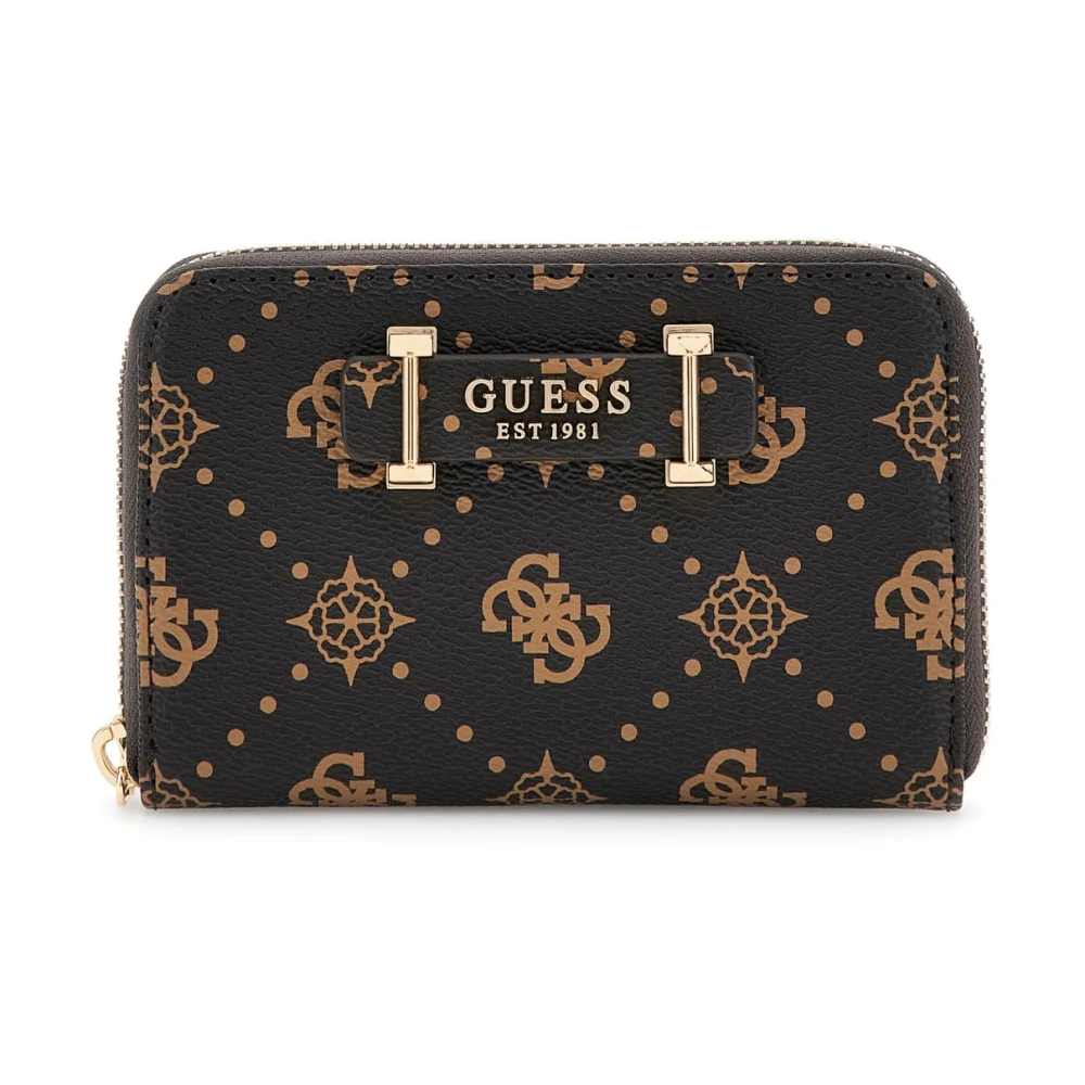Guess Donna Marrone Portafoglio Elegante Con Chiusura Lampo