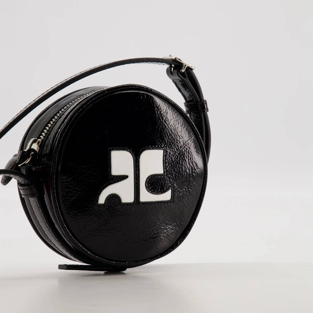 Courrèges Zwarte leren cirkeltas Black Unisex