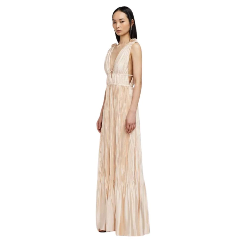 Simkhai Blush Griekse Silhouet Geplooide Jurk Beige Dames