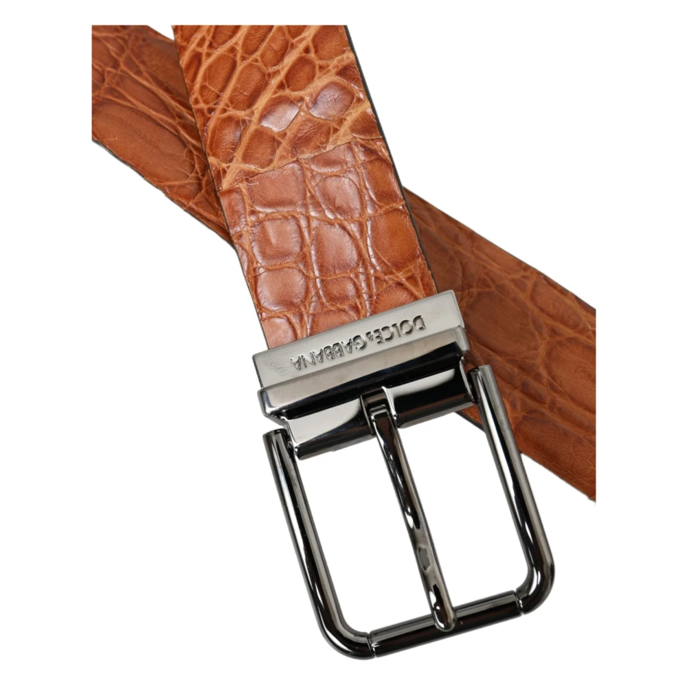 Dolce & Gabbana Exotische leren riem met zilveren gesp Brown Heren