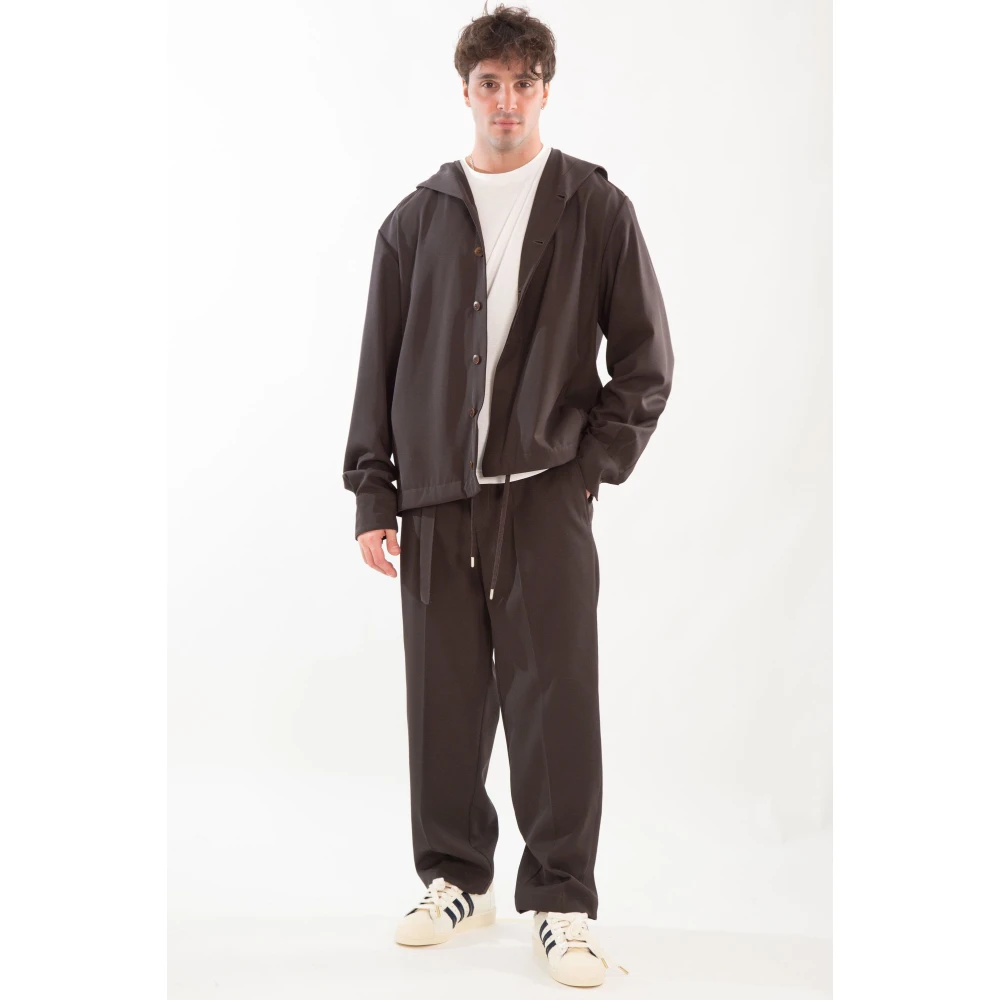 Costumein Oversized Hoodie Shirt Brown Heren