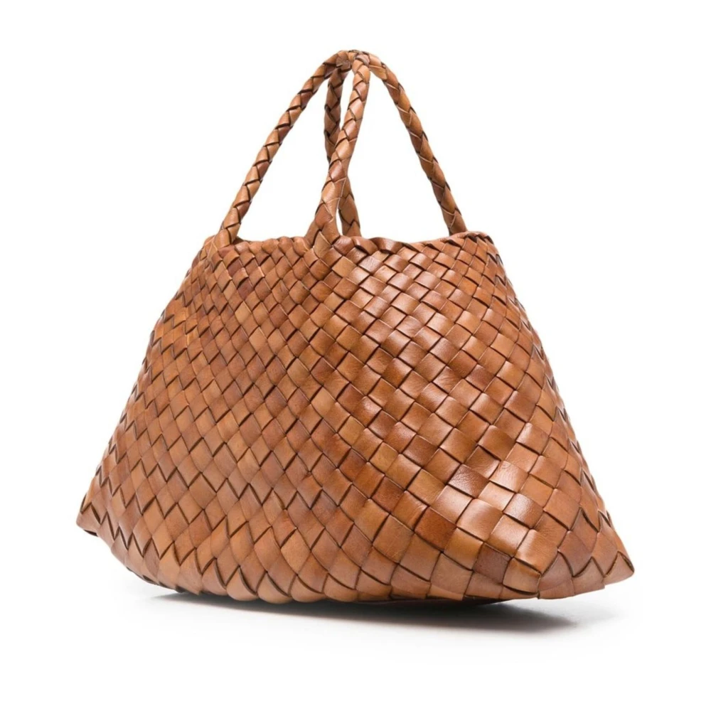 Dragon Diffusion Bruine leren tas met gevlochten handvatten Brown Dames