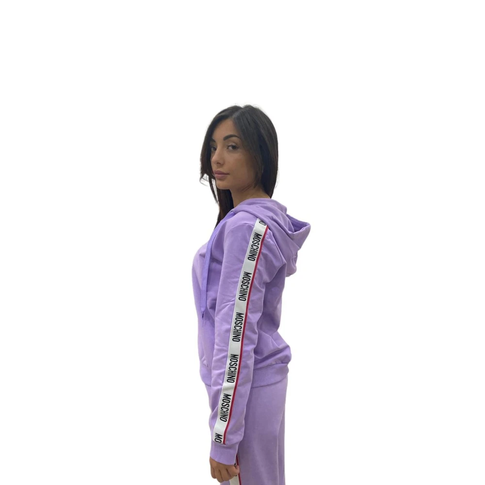 Moschino Luxe Zip-Through Sweatshirt Purple Dames
