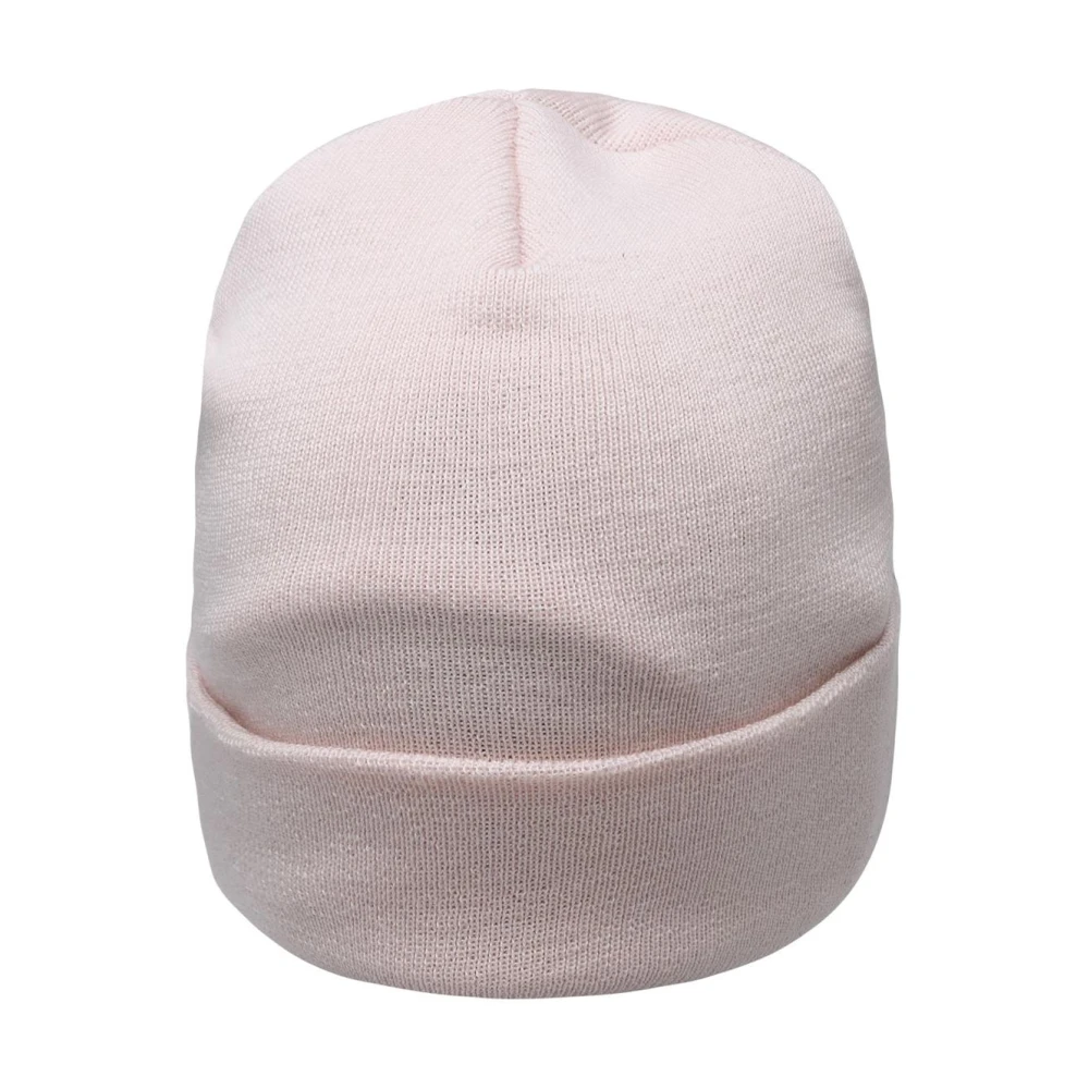 Palm Angels Roze wollen beanie met contrast logo borduursel Pink Dames