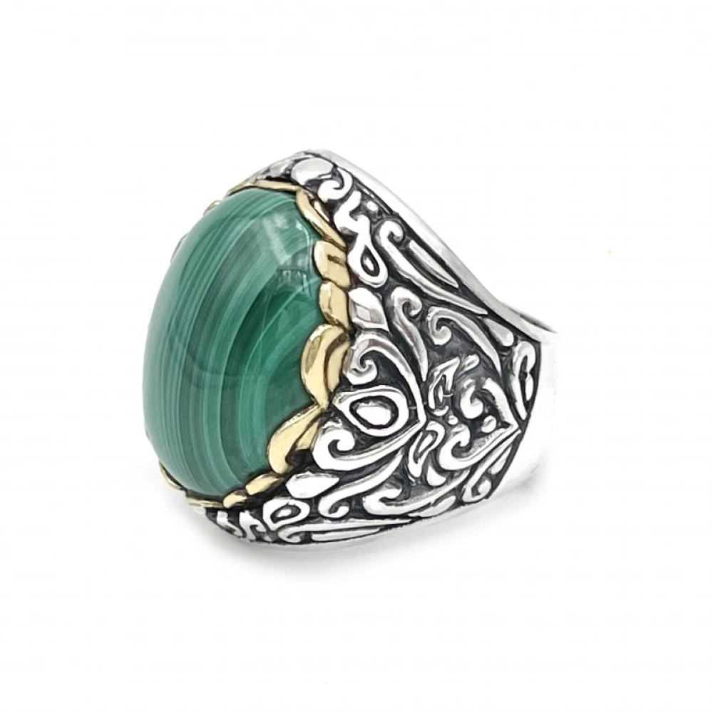 Jalan Jalan 925 Sterling Silver Malakit Ring Multicolor, Unisex