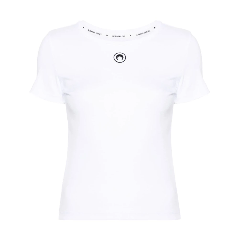 Marine Serre Witte Biologisch Katoenen Logo T-shirt White Dames