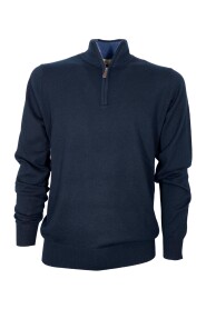 CASHMERE COMPANY Maglia Zip Colore Blu 1510 MADE IN ALY Cashmere Seta e Lana