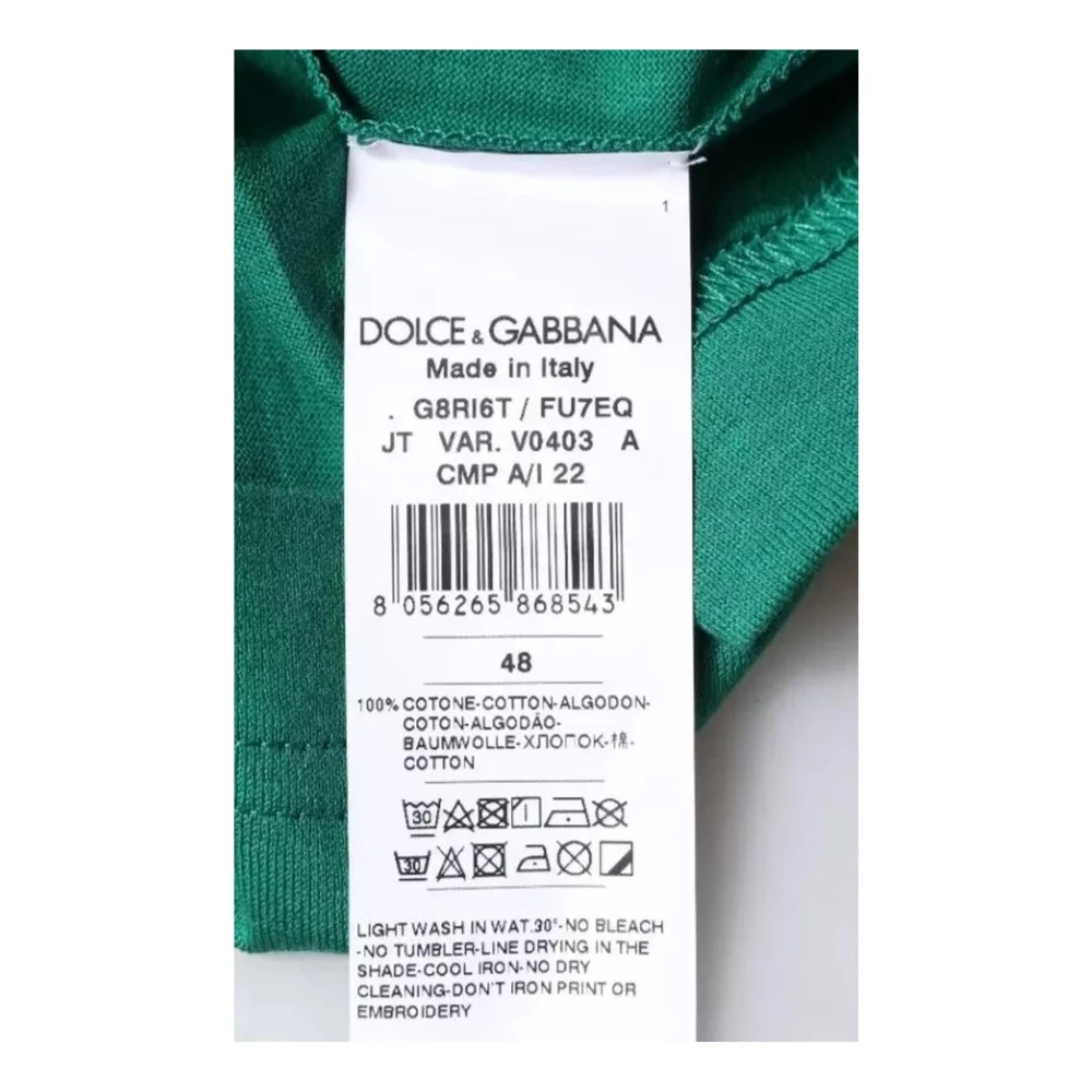 Dolce & Gabbana Groene Katoenen T-shirt met Logodetails Green Heren