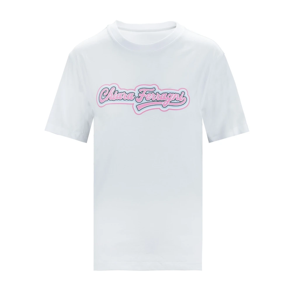 Chiara Ferragni Collection Kleurrijk Logo T-shirt in Katoen White Dames