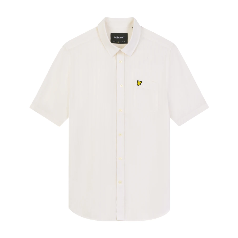 Lyle & Scott Texturerad Randig Kortärmad Skjorta Beige, Herr