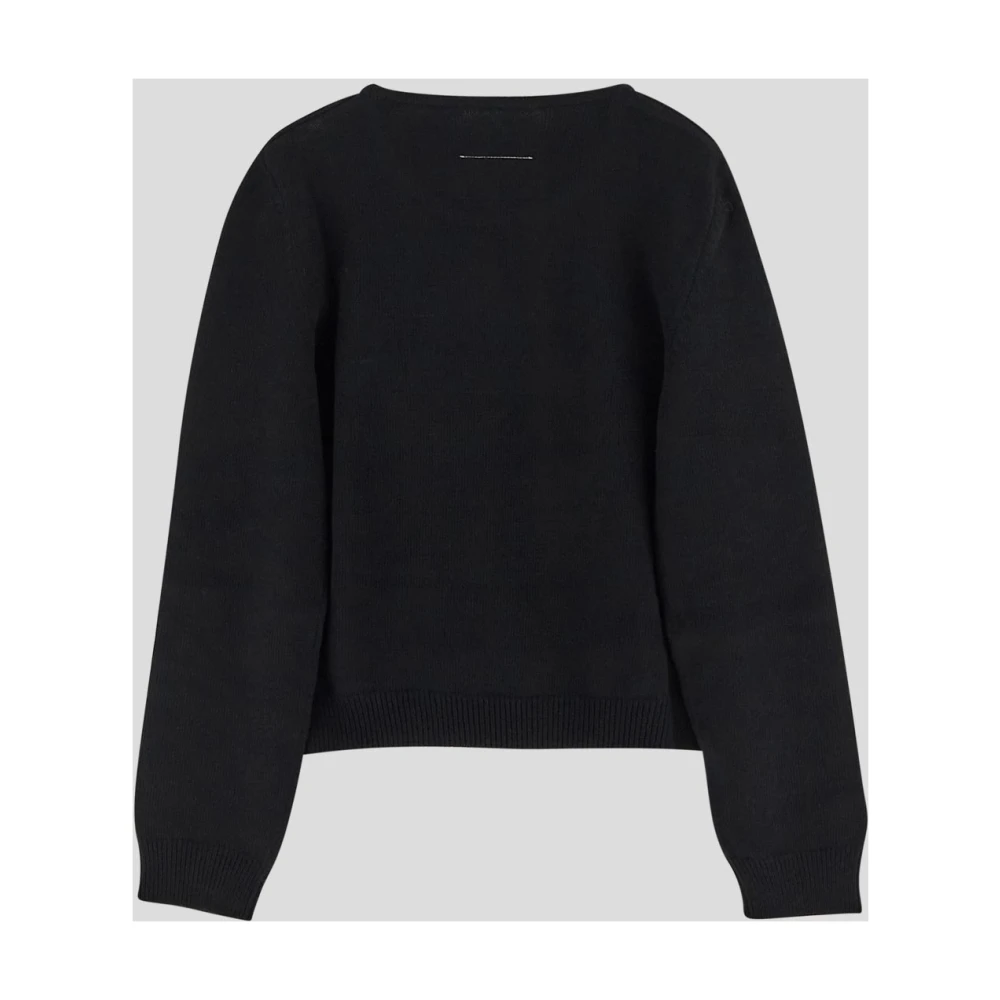 MM6 Maison Margiela Wol gebreide trui met logo Black Dames