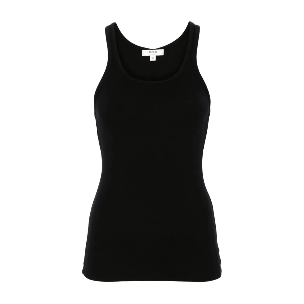 Agolde Zwarte Mouwloze Ribgebreide Top Black Dames
