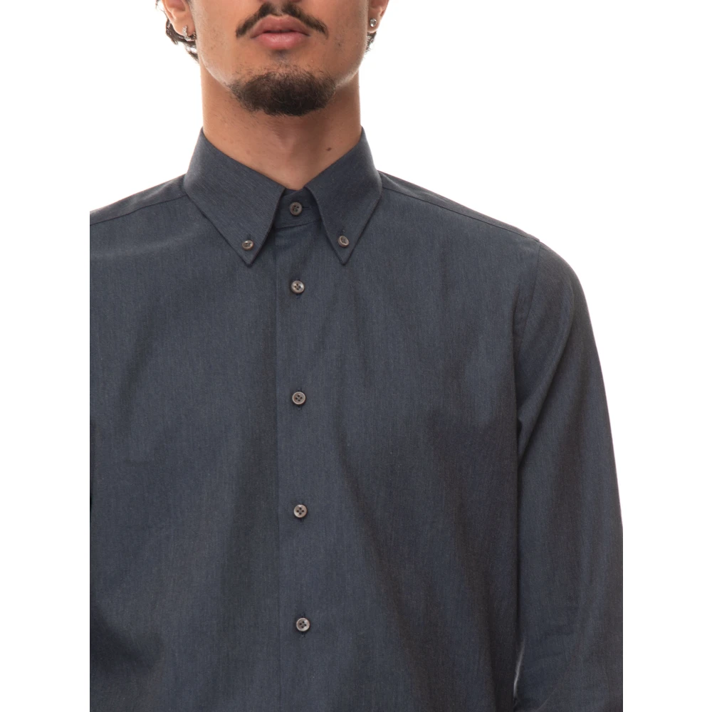 Càrrel Flanellen Button-Down Casual Overhemd Blue Heren